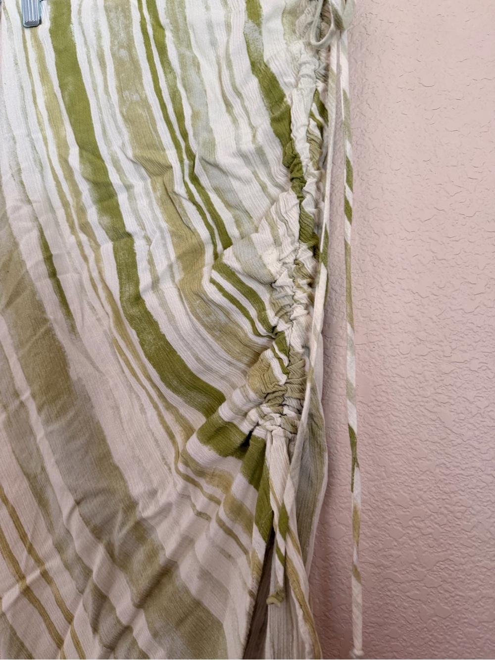 Women’s Green and White Striped Wrap Skirt - Lightweight Summer Style - Picture 7 of 9